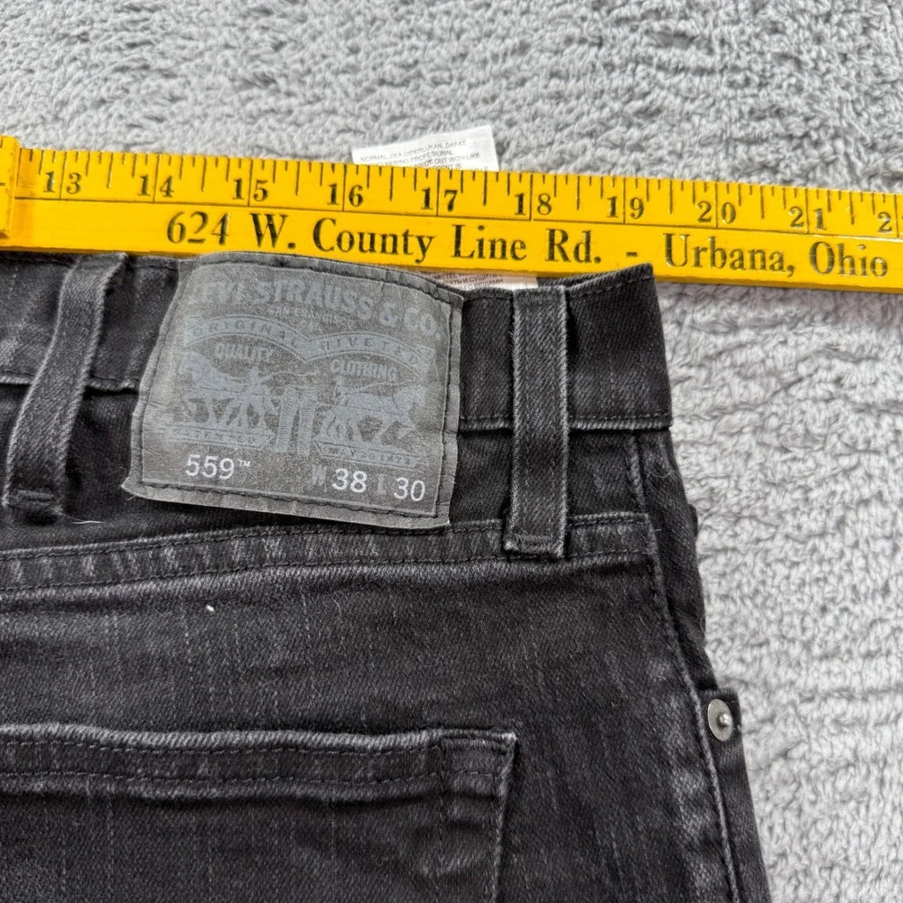 Levis 559 Relaxed Straight Jeans Mens 38x30 Faded Black Denim Pants 00559-0239